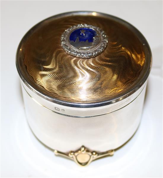 Silent Night silver musical box, with gilded and enamelled cover, London 1981